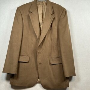 Lands' End Sport Coat Blazer Men's 43L Brown Two‎ Button Faux Suede